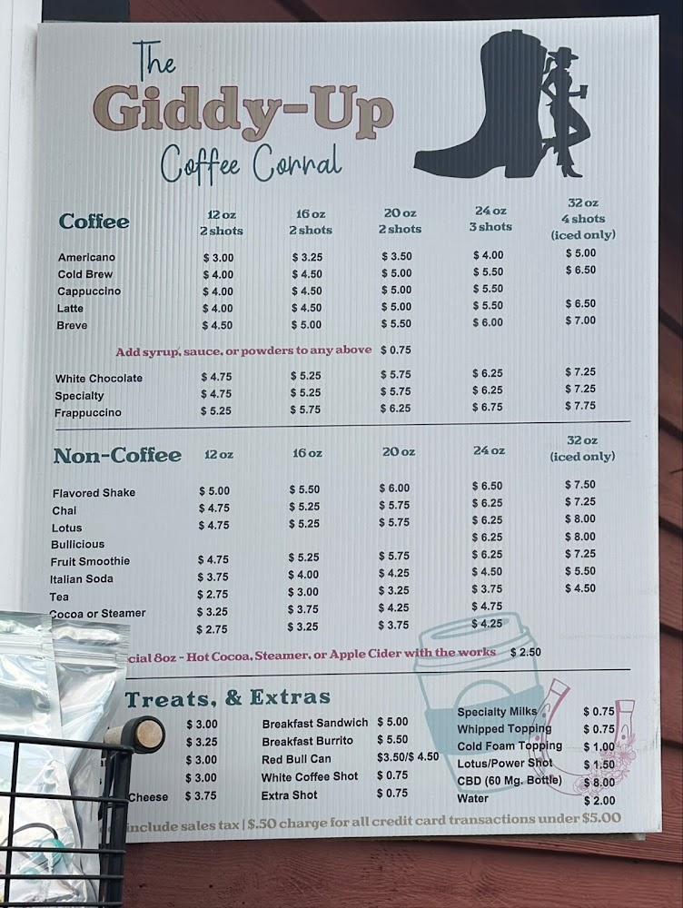 Giddy Up Coffee Corral Menu image 1